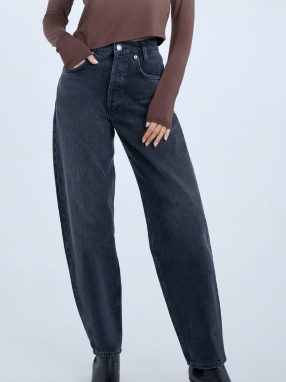 Agolde Black Tapered Baggy Jeans